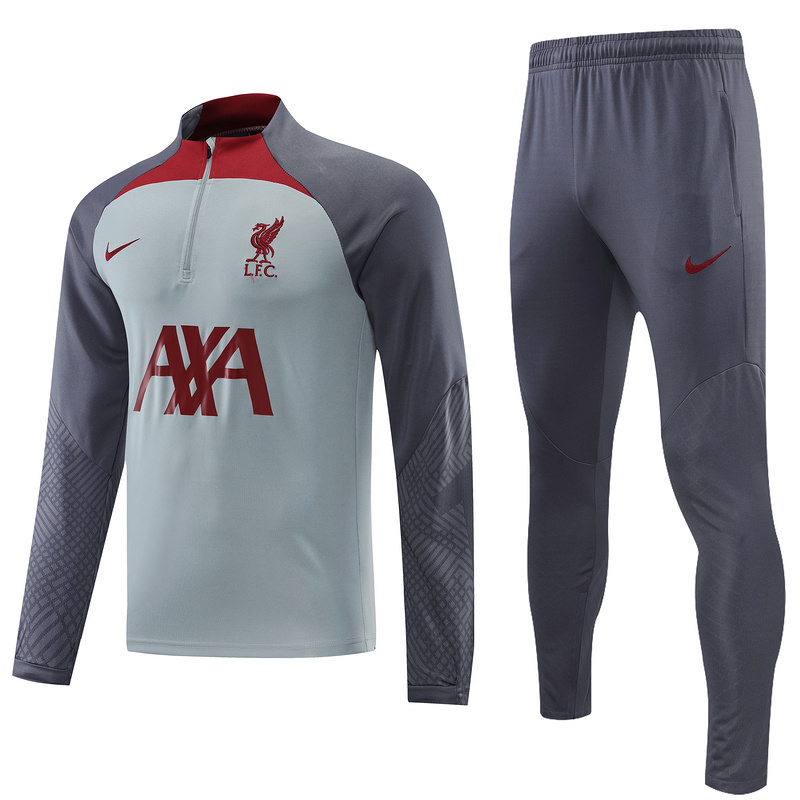 AAA Quality Liverpool 22/23 Tracksuit - Grey/Dark Red